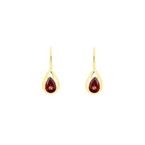 Gold Garnet Drop Earrings – Classic
