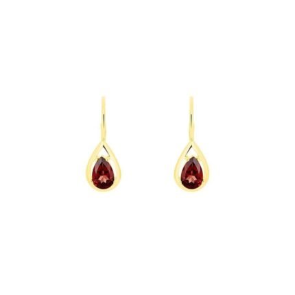 Gold Garnet Drop Earrings – Classic