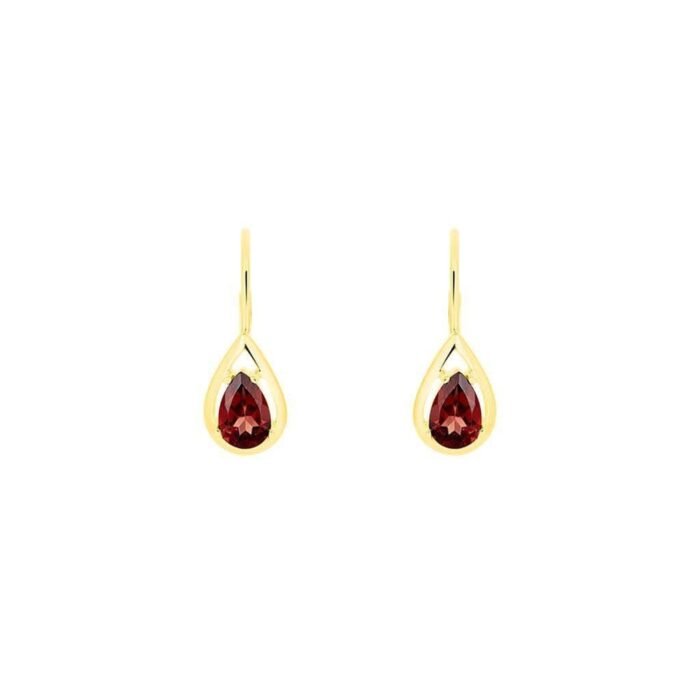 Gold Garnet Drop Earrings – Classic