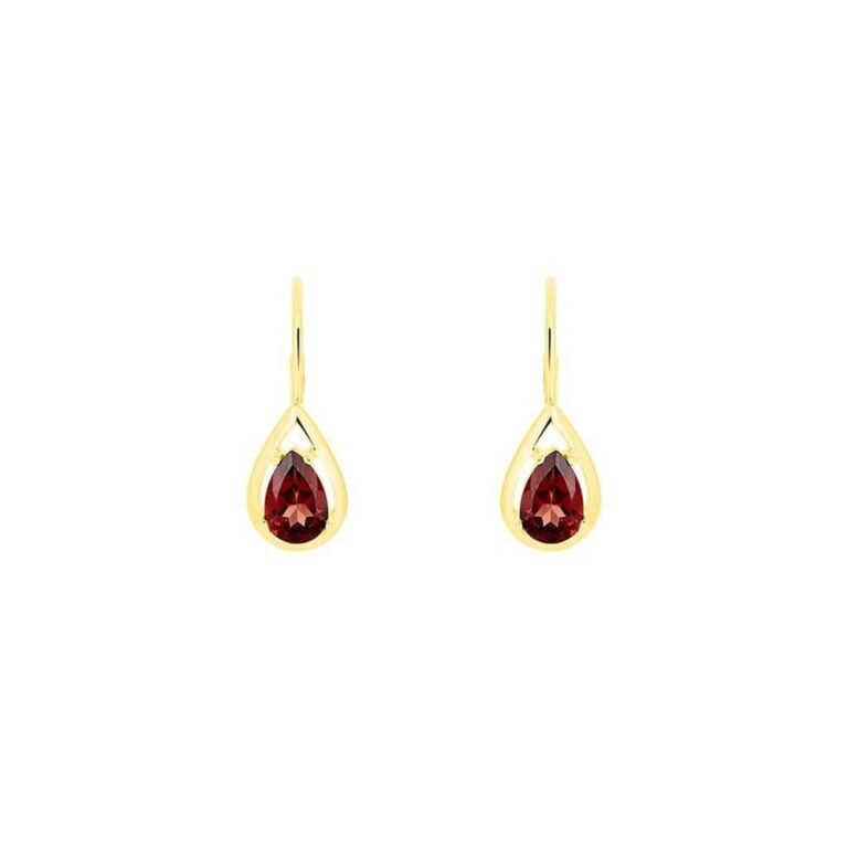 Gold Garnet Drop Earrings – Classic