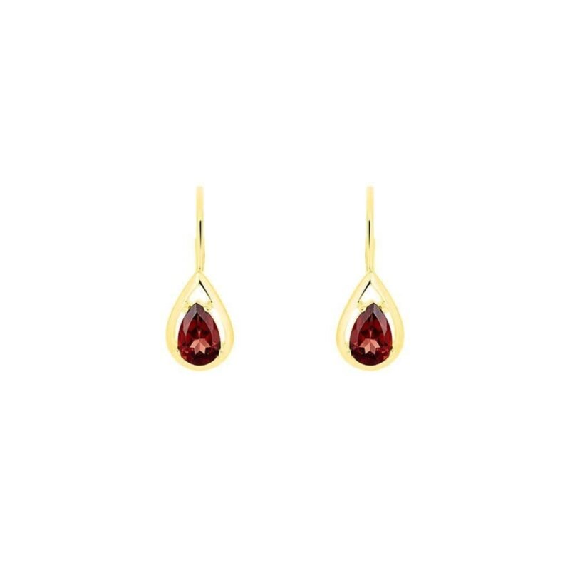 Gold Garnet Drop Earrings – Classic