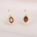 Gold Garnet Drop Earrings – Classic-2