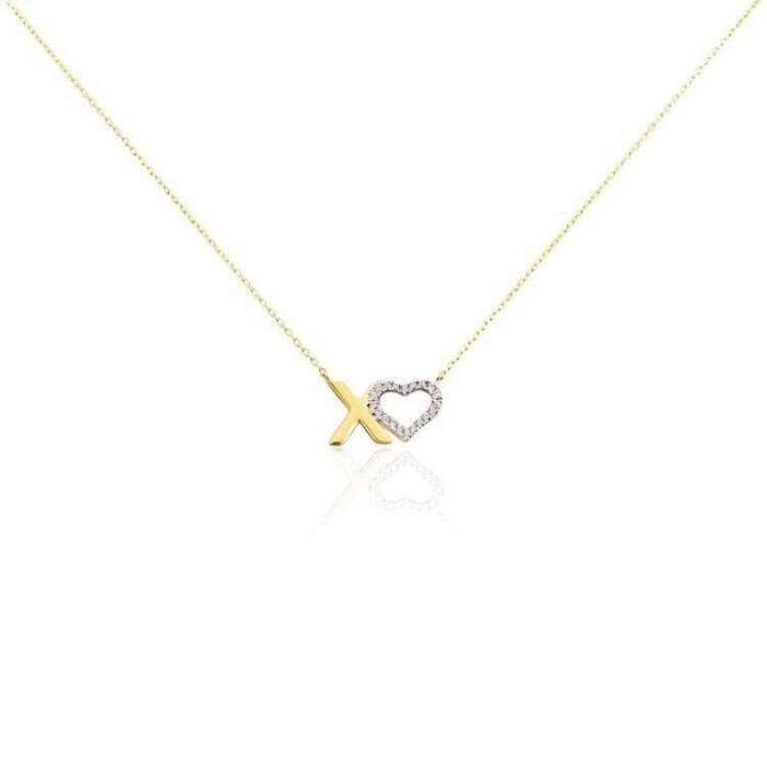 Gold Zirconia Heart Necklace – Xoxo - Image 1